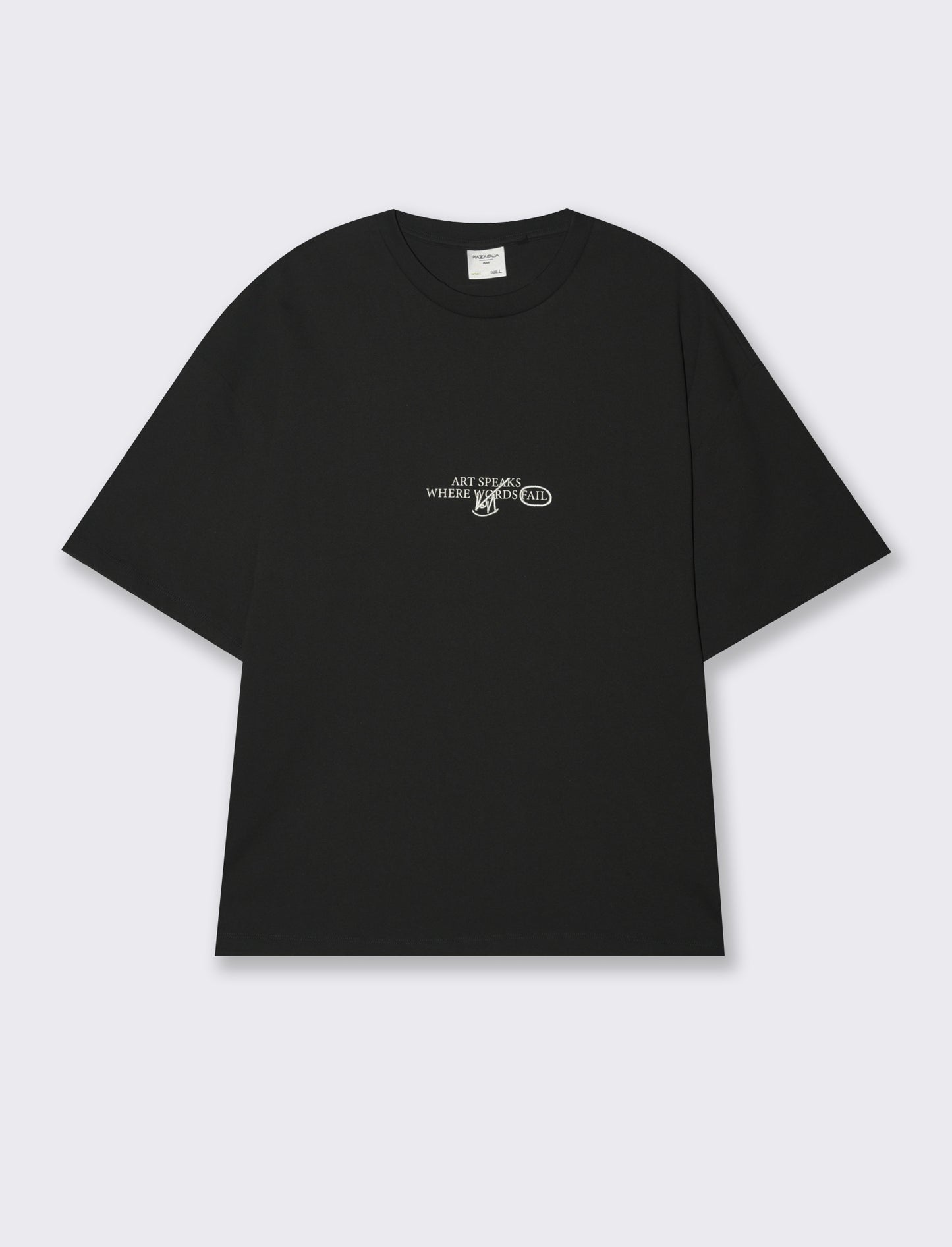 T-shirt boxy fit in cotone con stampe e ricamo da uomo - Nero