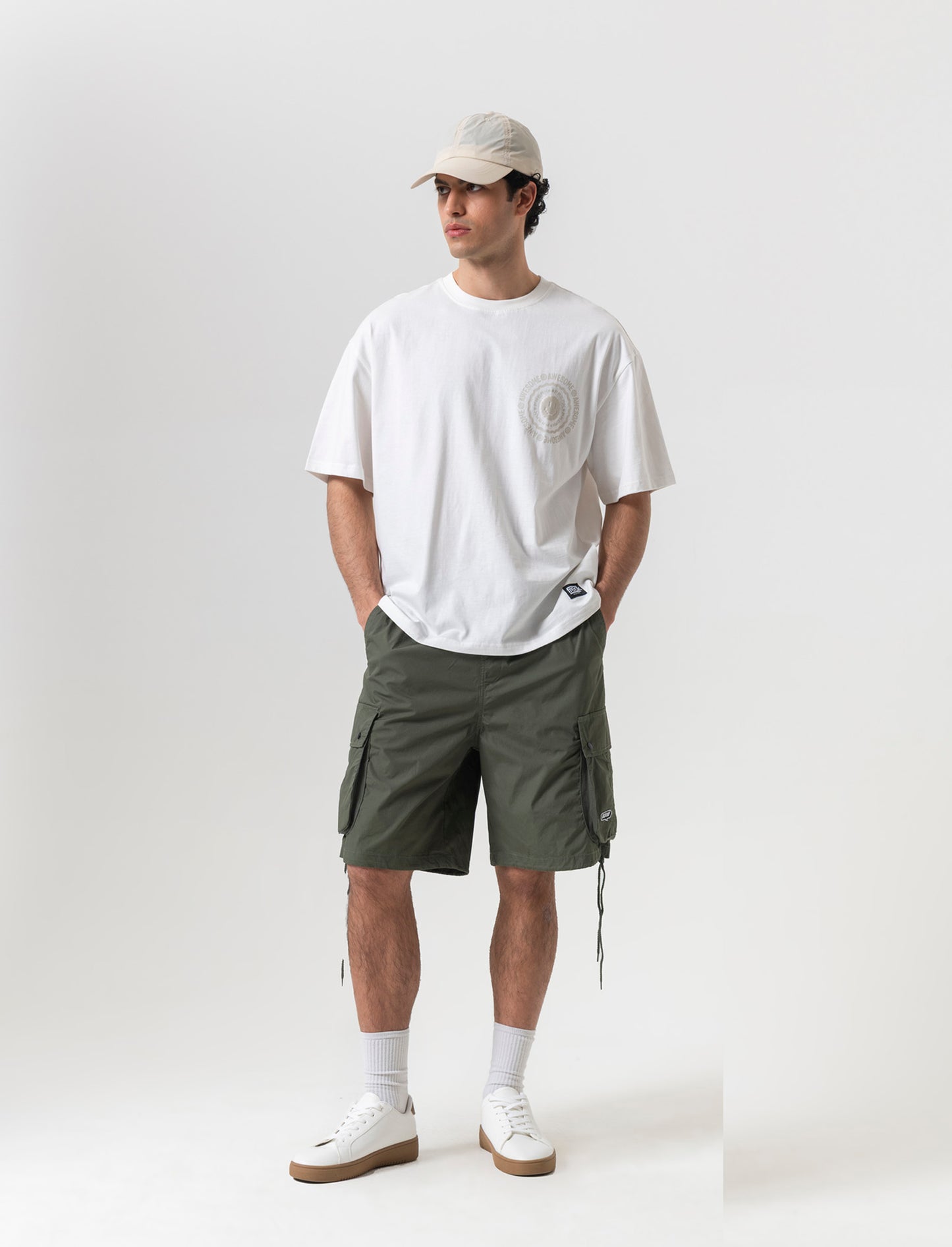 T-shirt boxy fit in cotone con stampe da uomo - Bianco