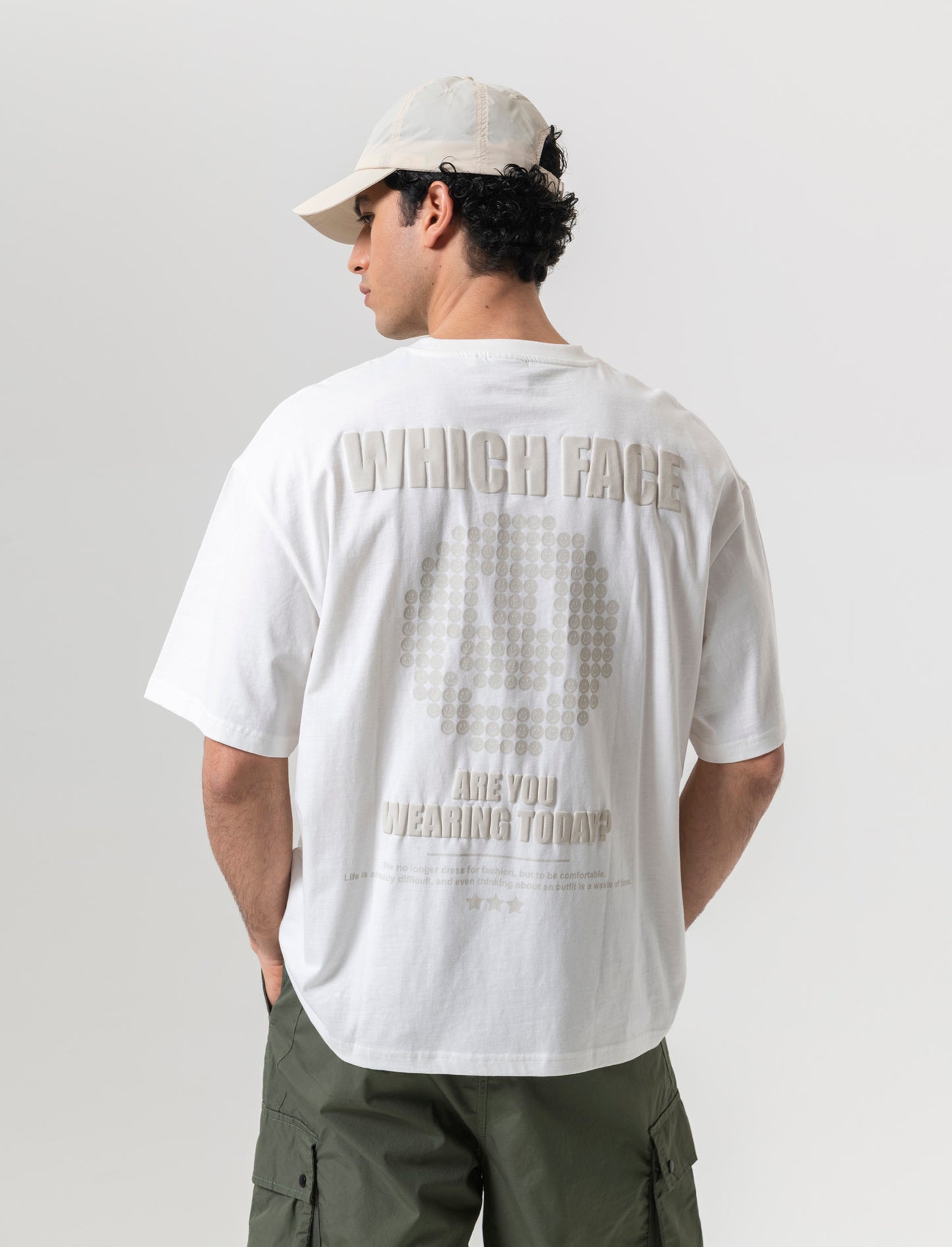 T-shirt boxy fit in cotone con stampe da uomo - Bianco
