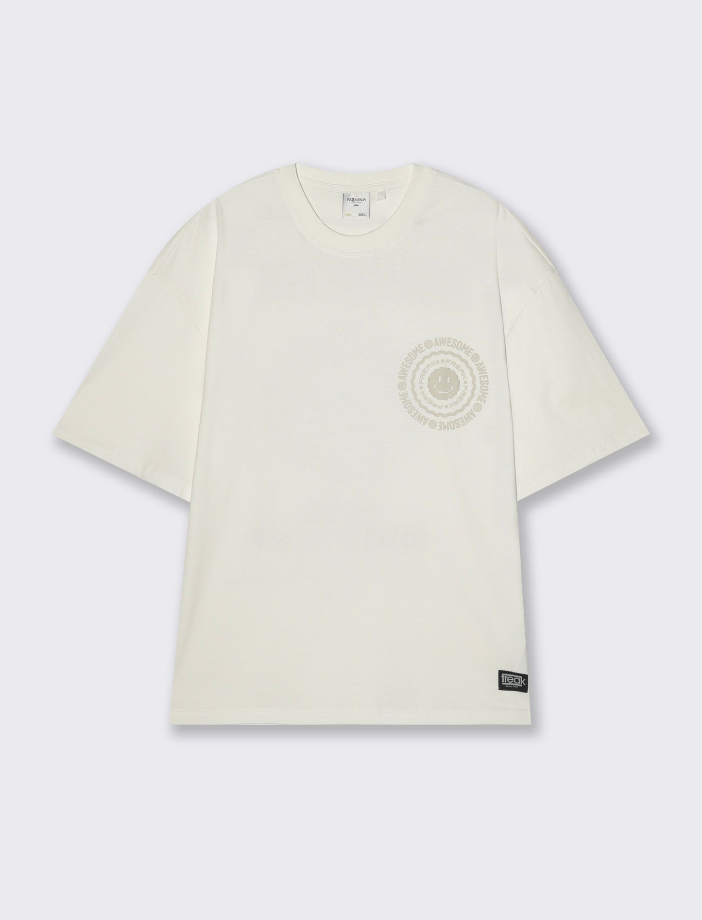 T-shirt boxy fit in cotone con stampe da uomo - Bianco