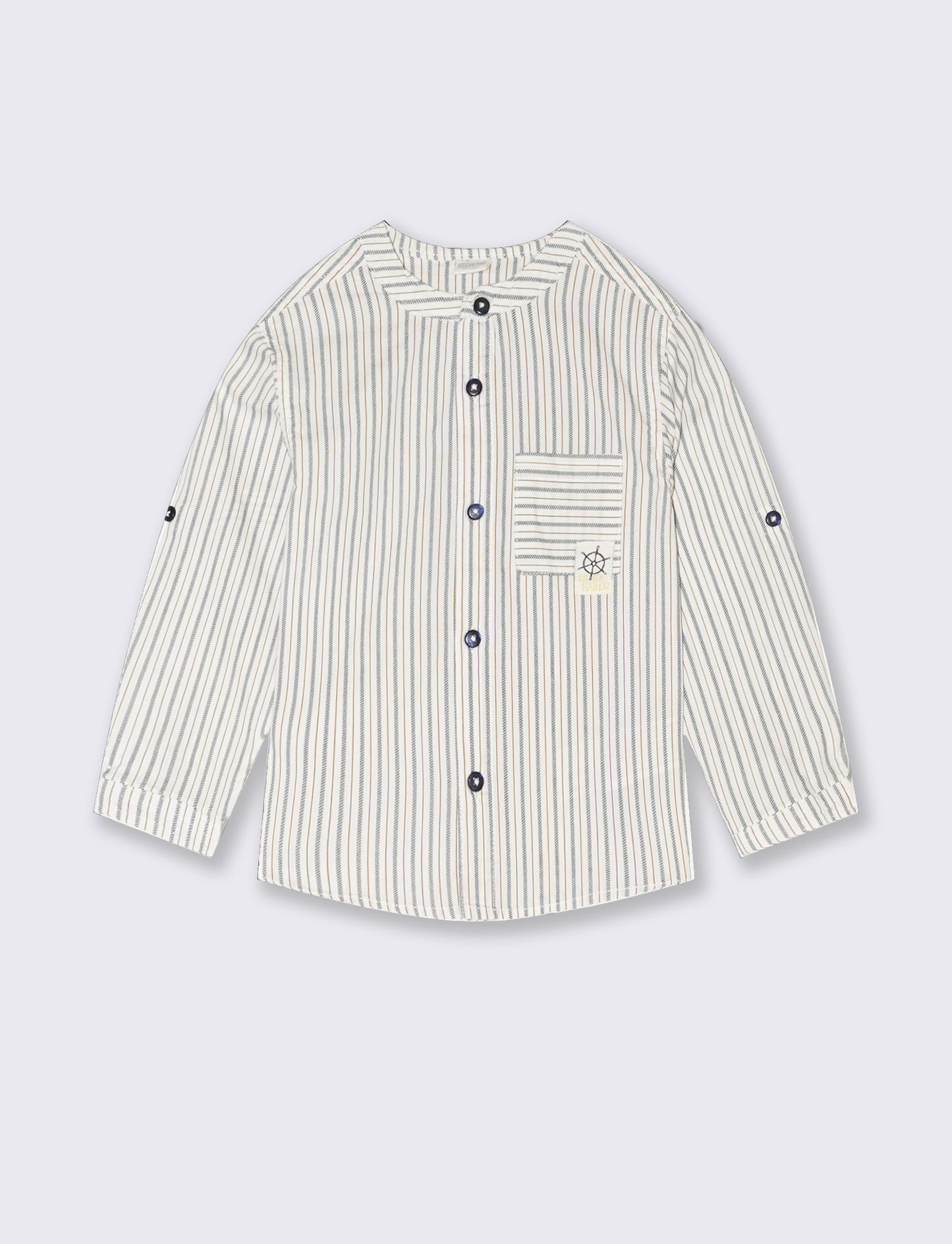 Camicia con colletto alla coreana da neonato - Righe
