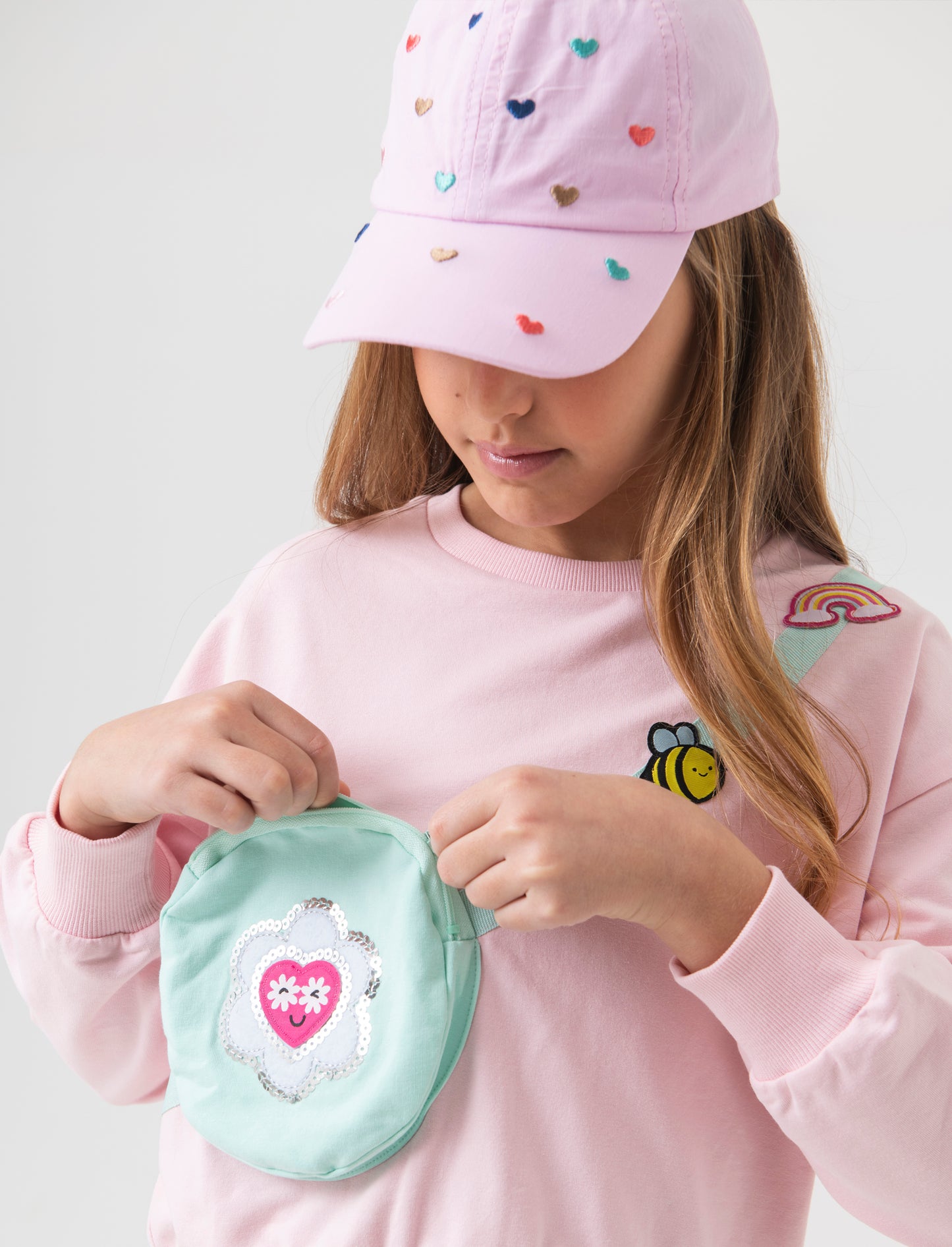 Felpa girocollo loose fit da bambina - Rosa