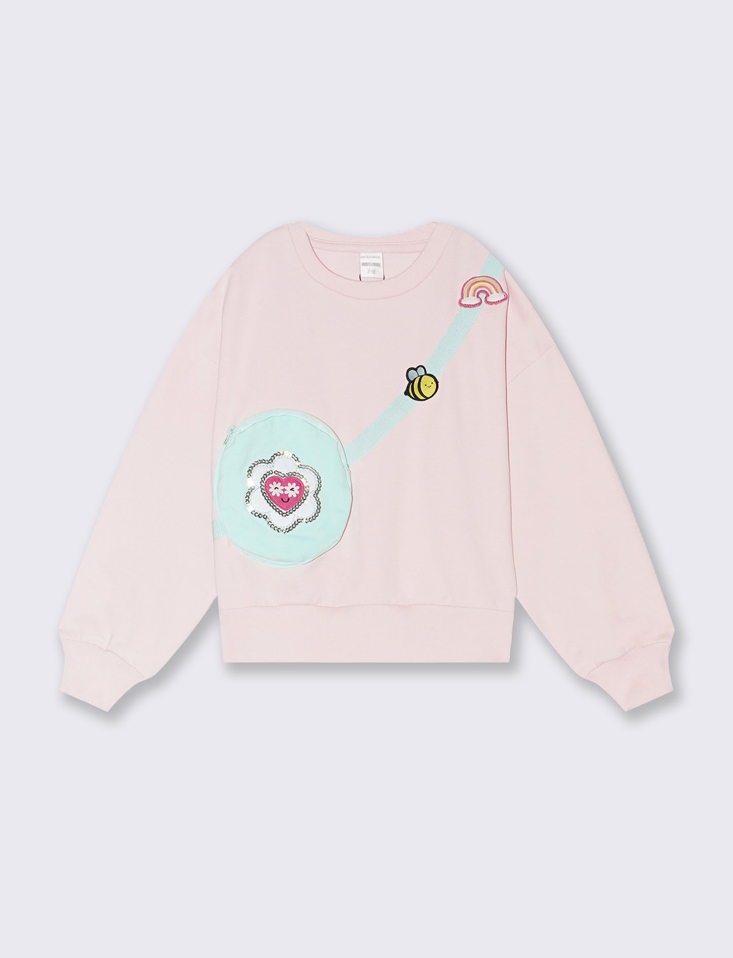 Felpa girocollo loose fit da bambina - Rosa