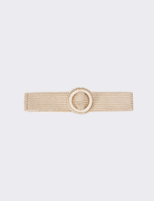 Cintura donna elastica intrecciata lucida - Beige