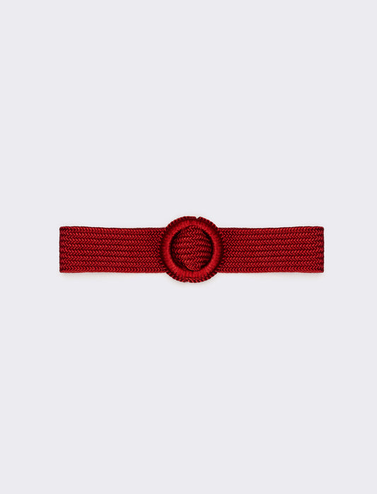 Cintura donna elastica intrecciata lucida - Rosso
