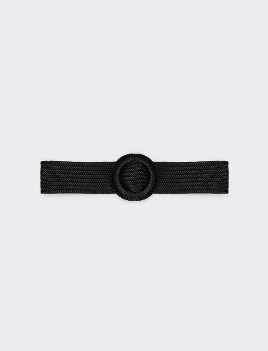 Cintura donna elastica intrecciata lucida - Nero