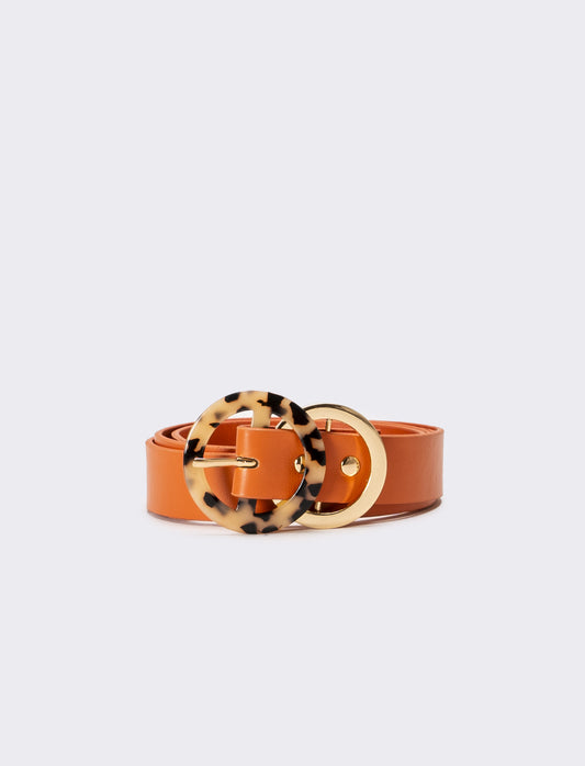 Cintura donna doppia fibbia cerchi - Arancio