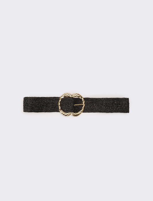 Cintura donna elastica fibbia metallo - Nero