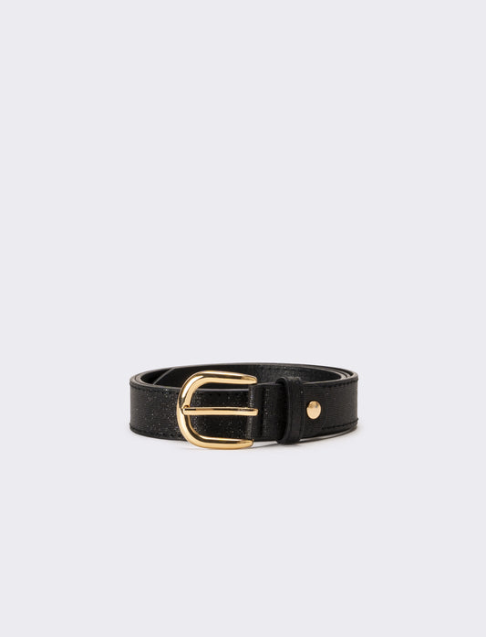 Cintura donna basic in tessuto lurex - Nero