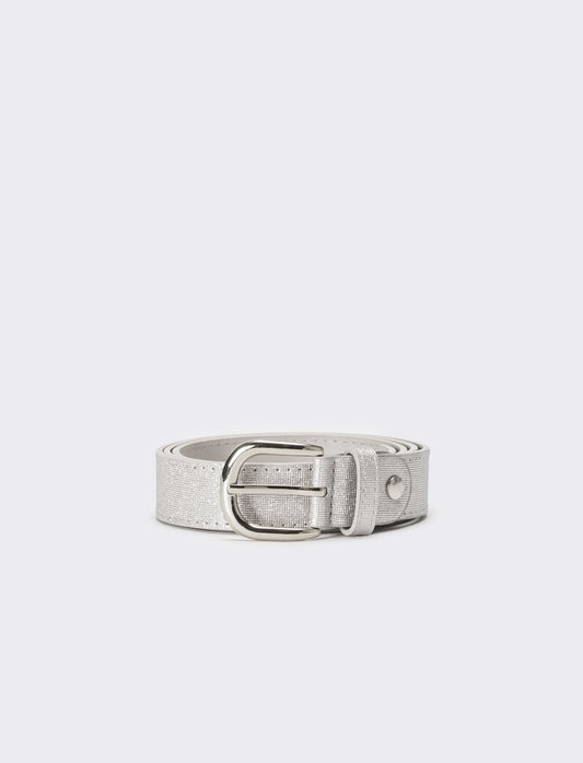 Cintura donna basic in tessuto lurex - Argento