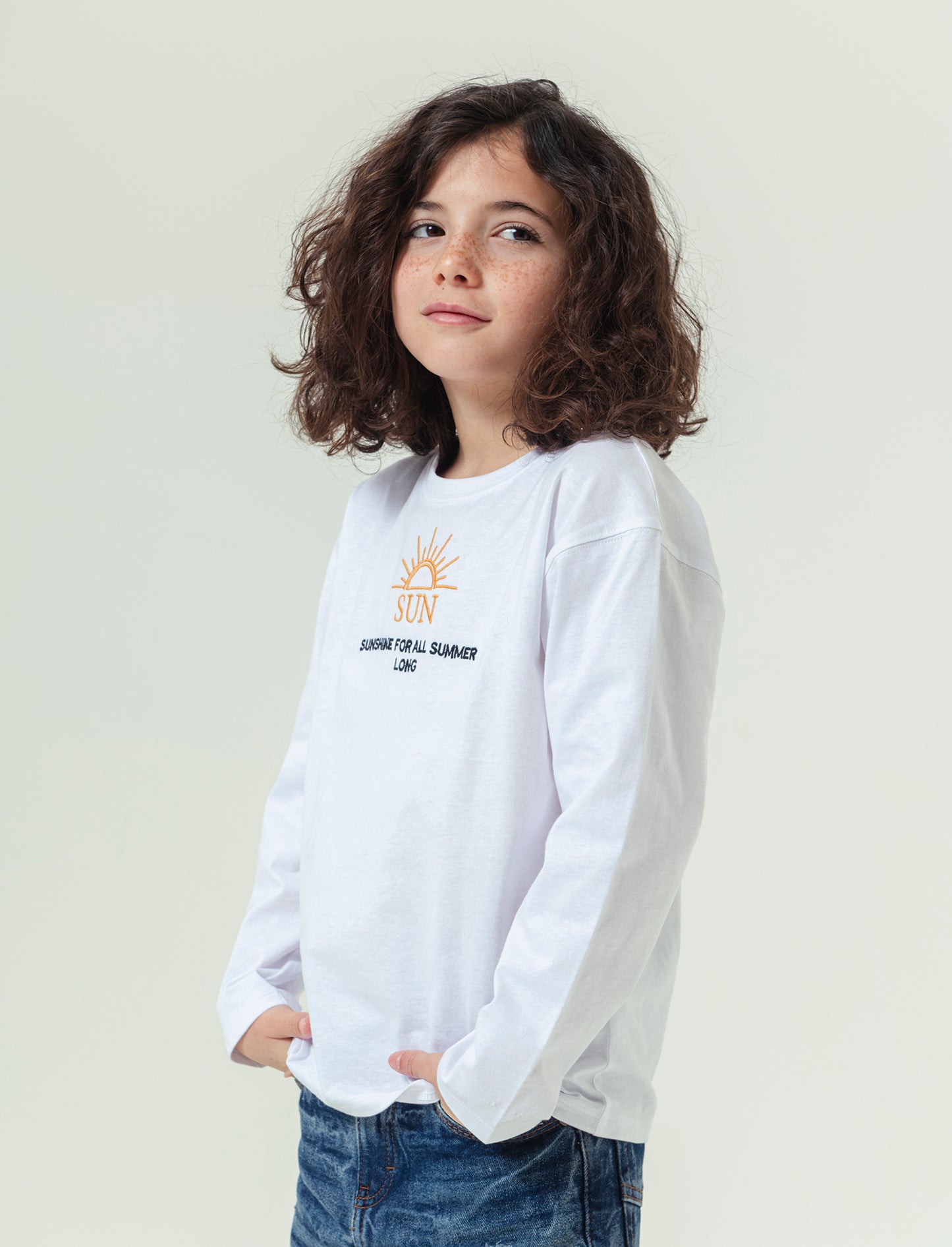 Maglietta maniche lunghe da bambino - Bianco