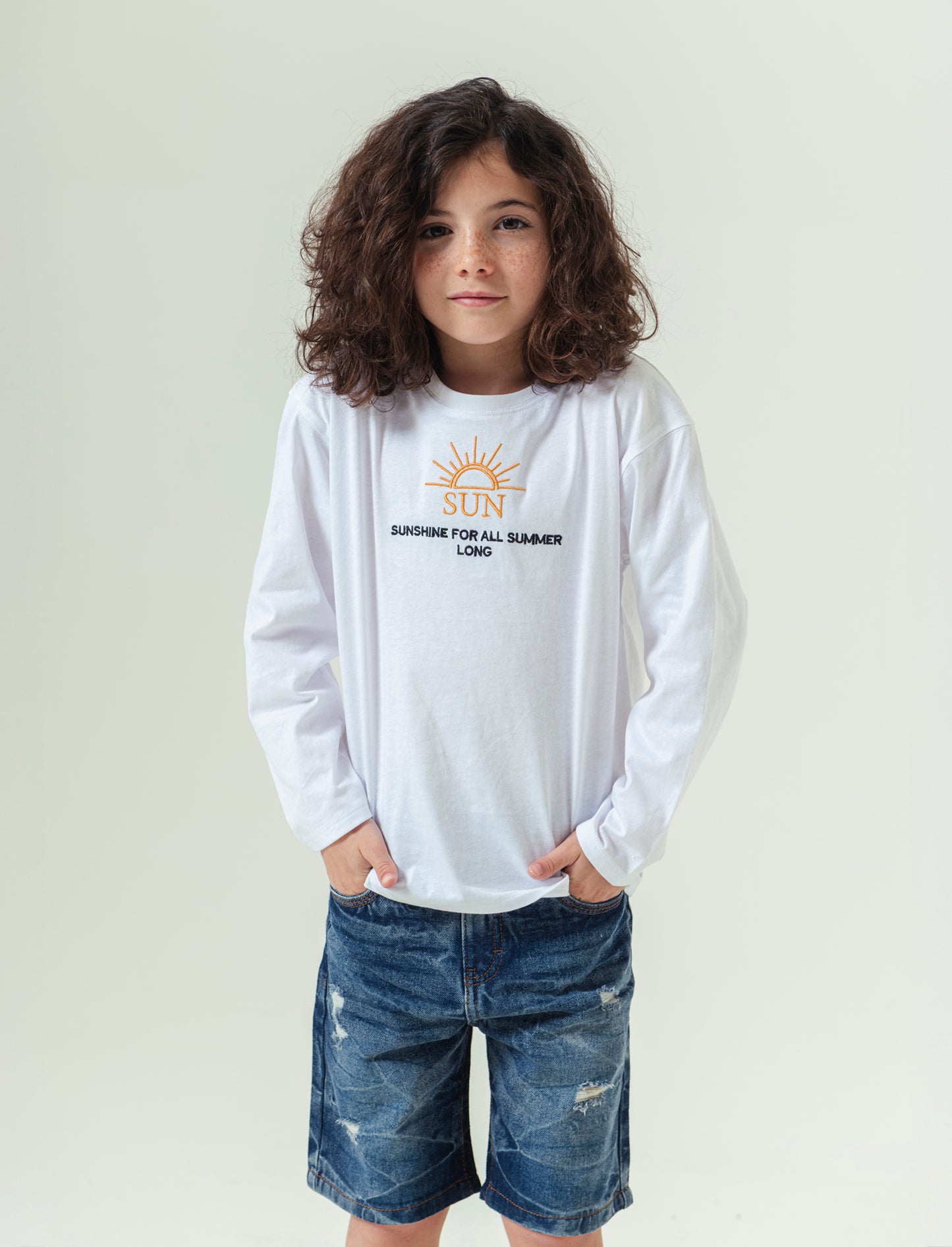 Maglietta maniche lunghe da bambino - Bianco