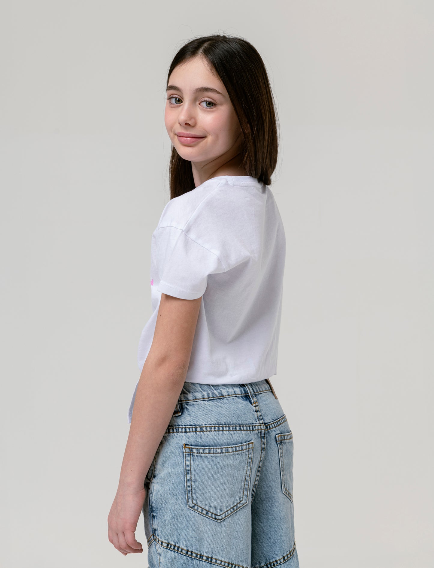 T-shirt in cotone con nodo. da bambina - Bianco latte