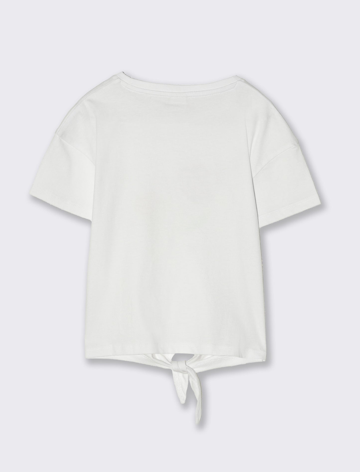 T-shirt in cotone con nodo. da bambina - Bianco latte