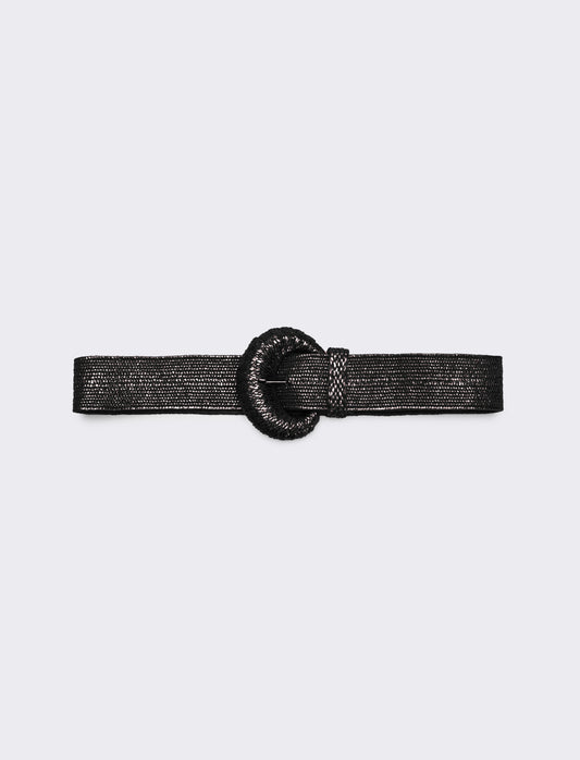 Cintura donna elastica con fibbia rivestita - Nero
