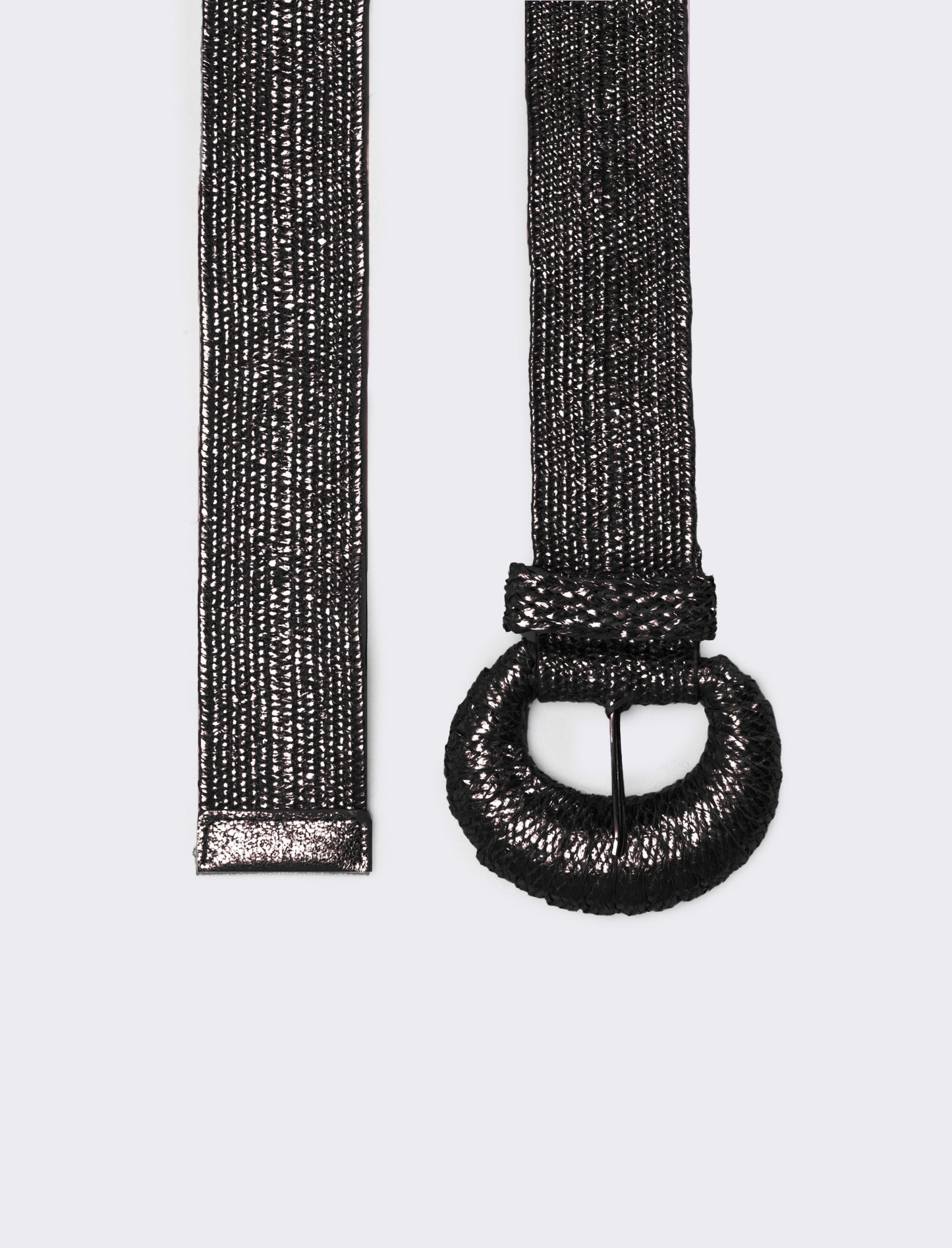 Cintura donna elastica con fibbia rivestita - Nero