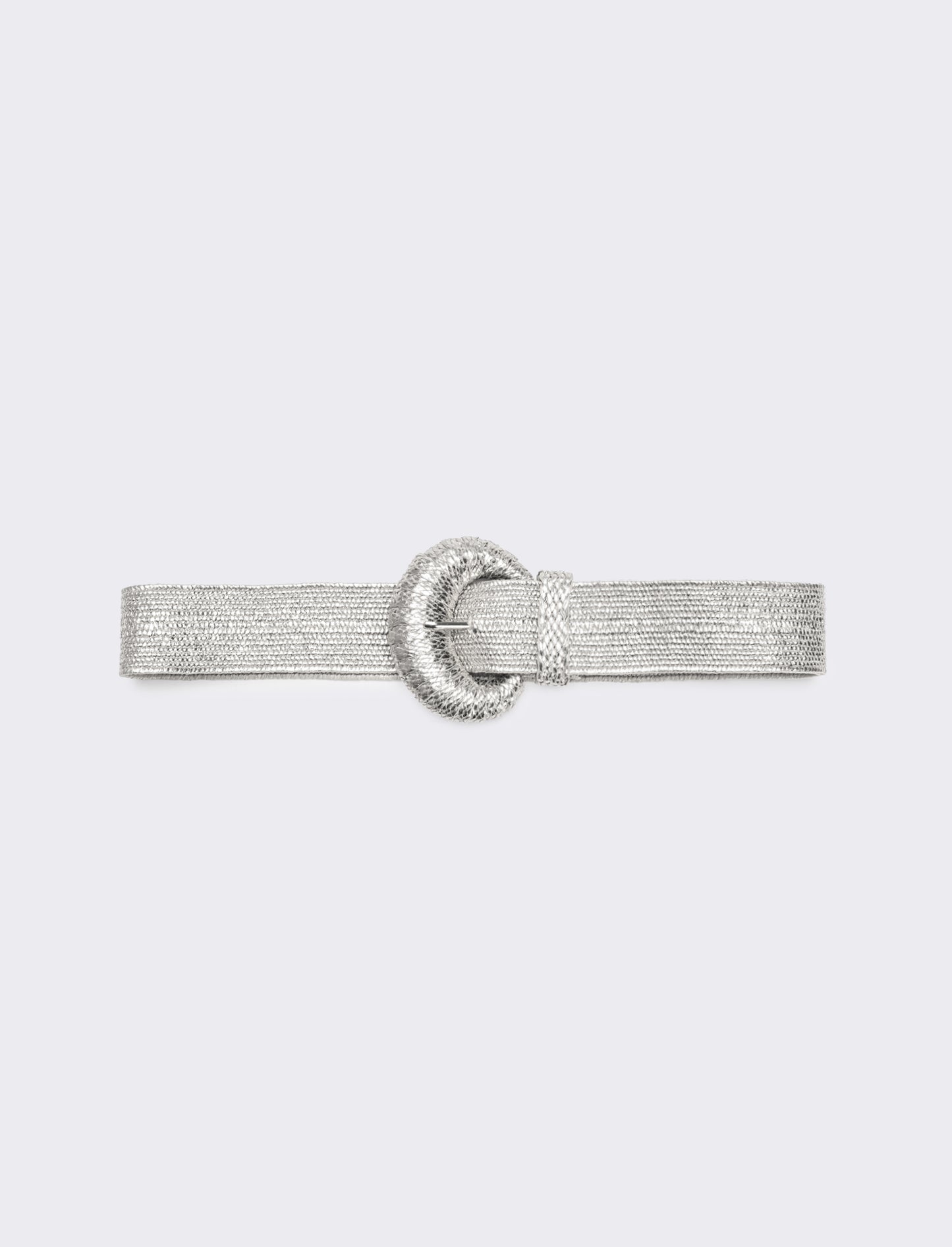 Cintura donna elastica con fibbia rivestita - Argento