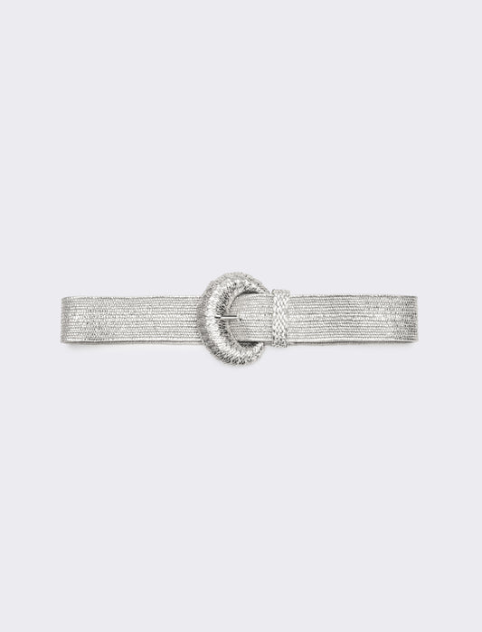 Cintura donna elastica con fibbia rivestita - Argento