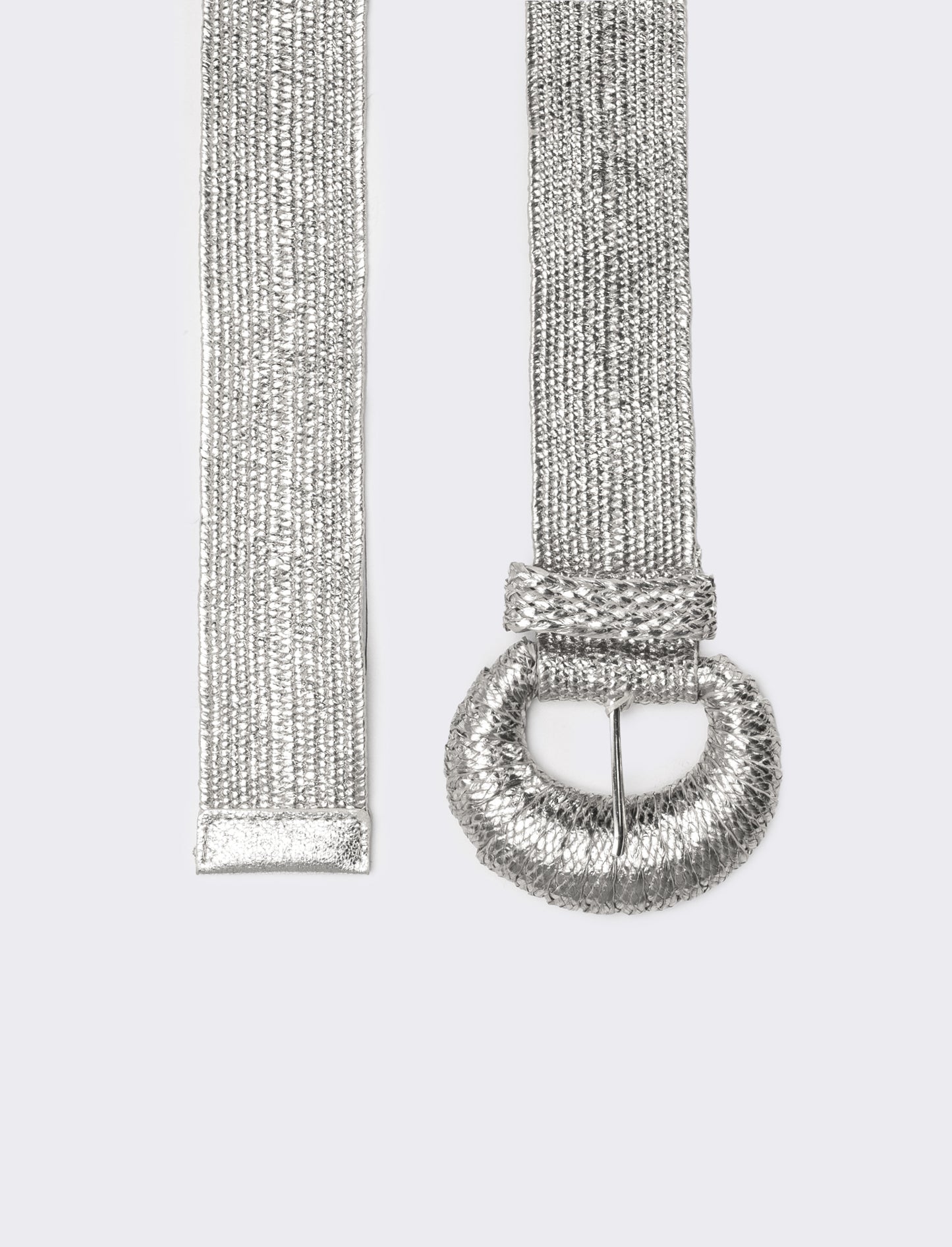 Cintura donna elastica con fibbia rivestita - Argento