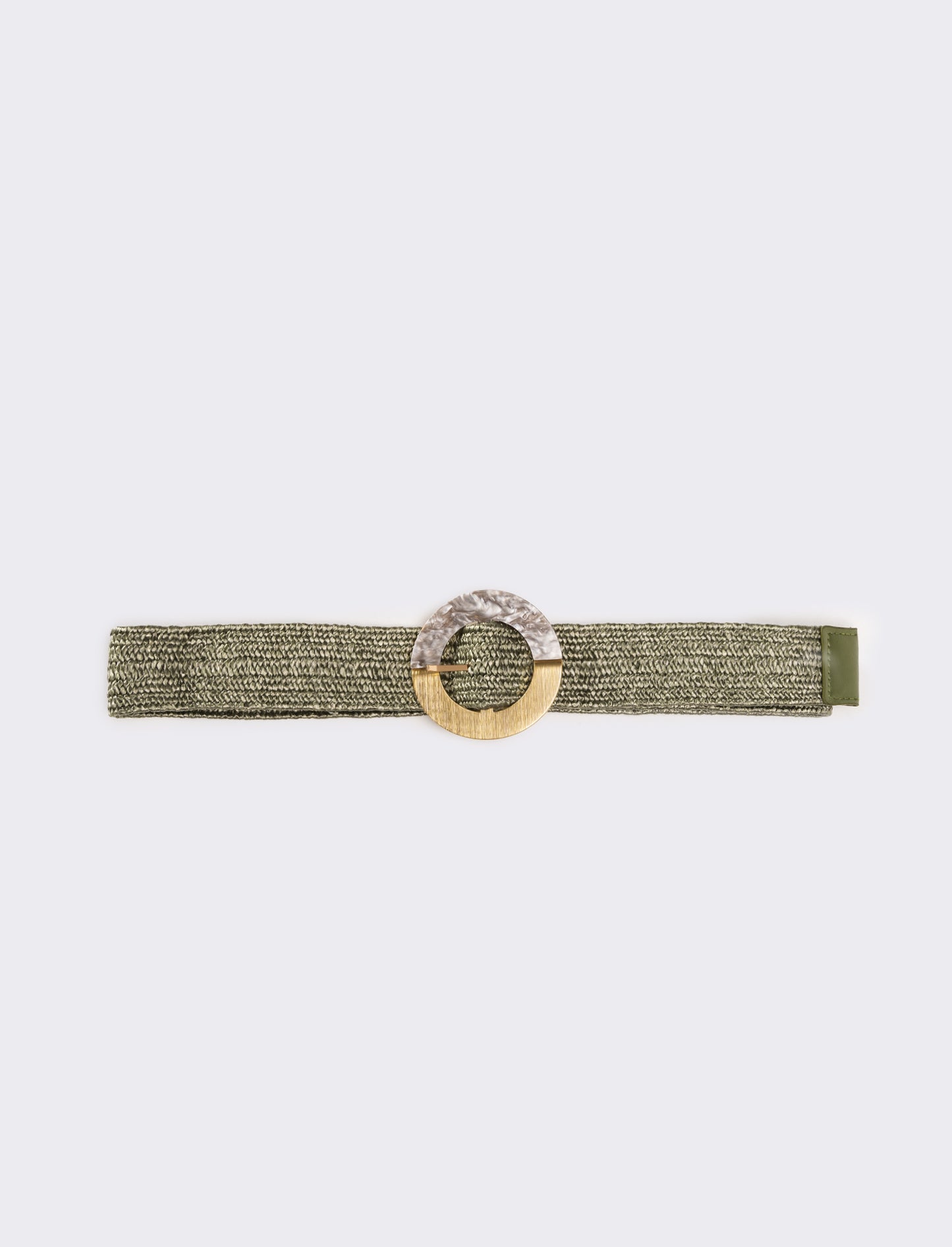 Cintura donna in paglia fibbia tonda - Verde