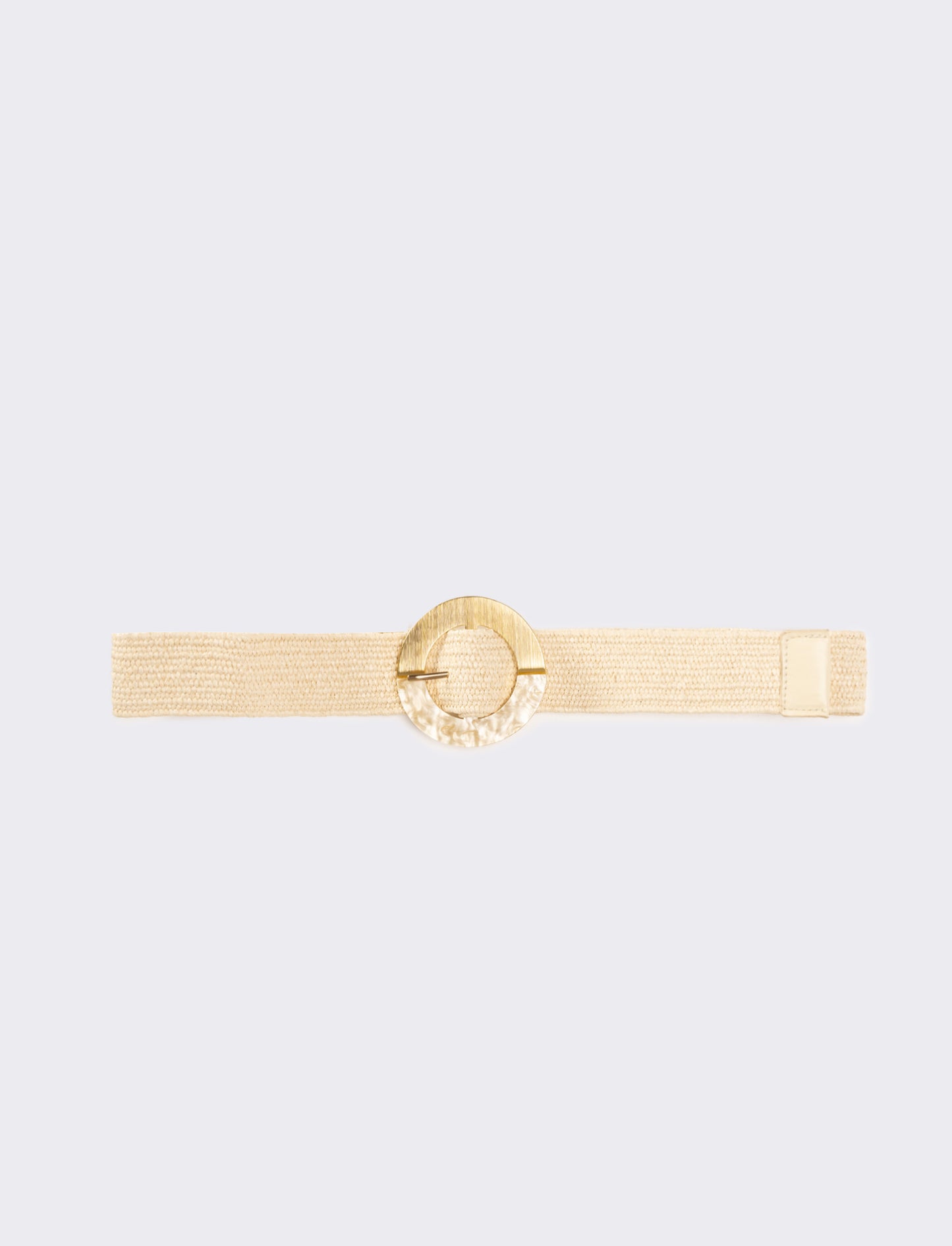 Cintura donna in paglia fibbia tonda - Beige
