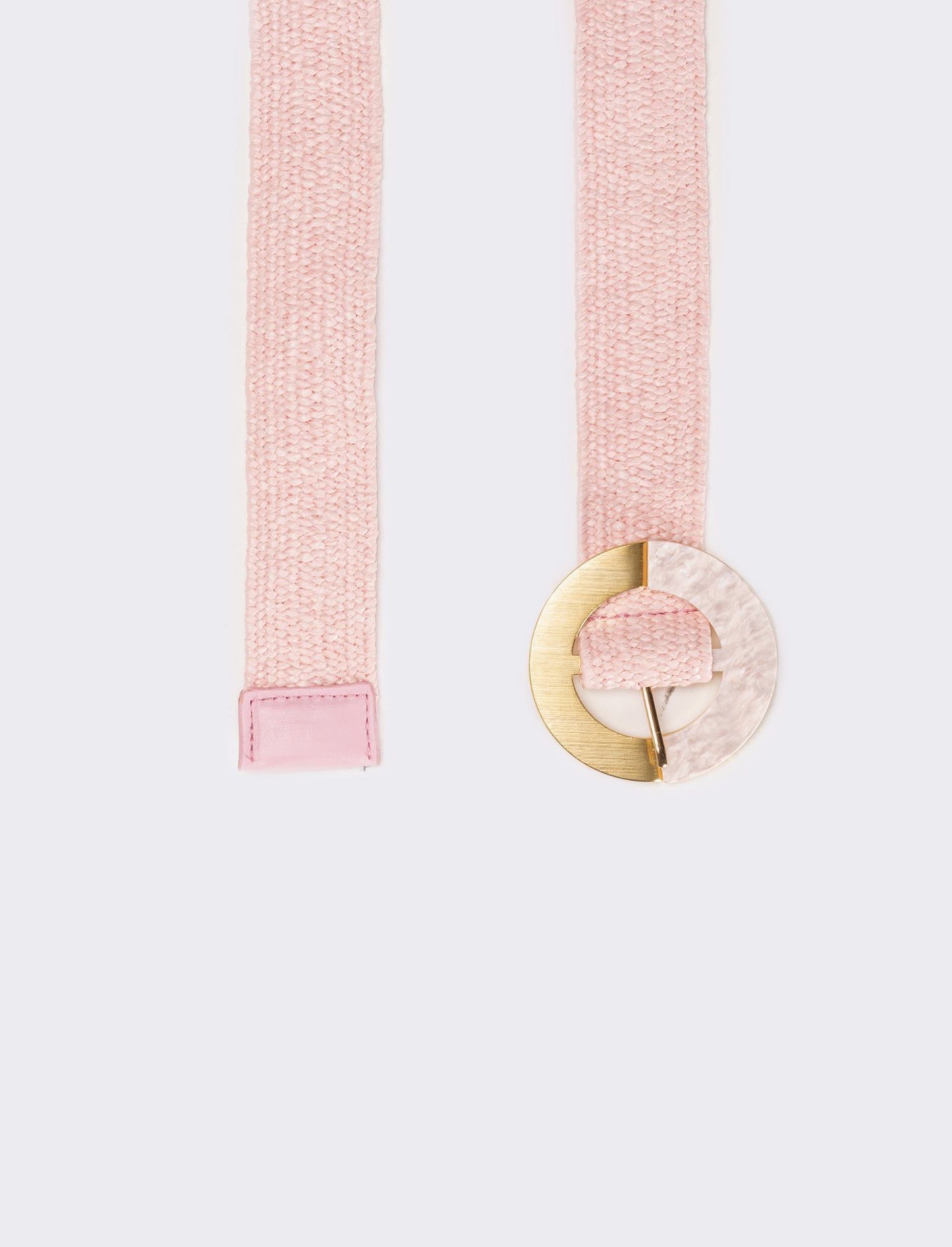 Cintura donna in paglia fibbia tonda - Rosa