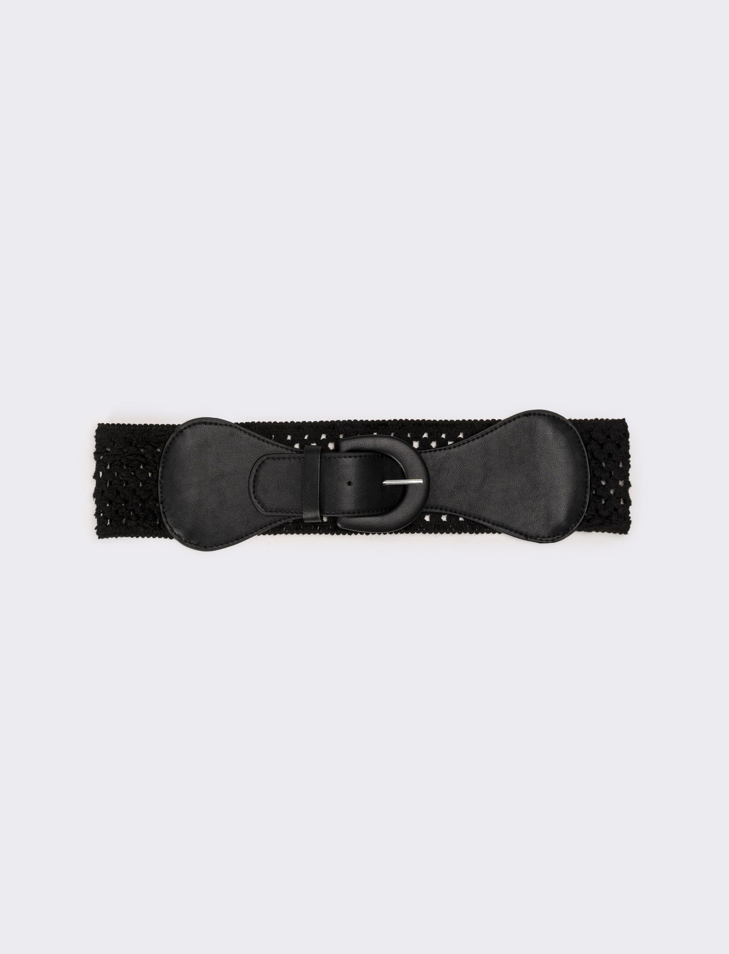 Cintura donna elastica effetto uncinetto - Nero