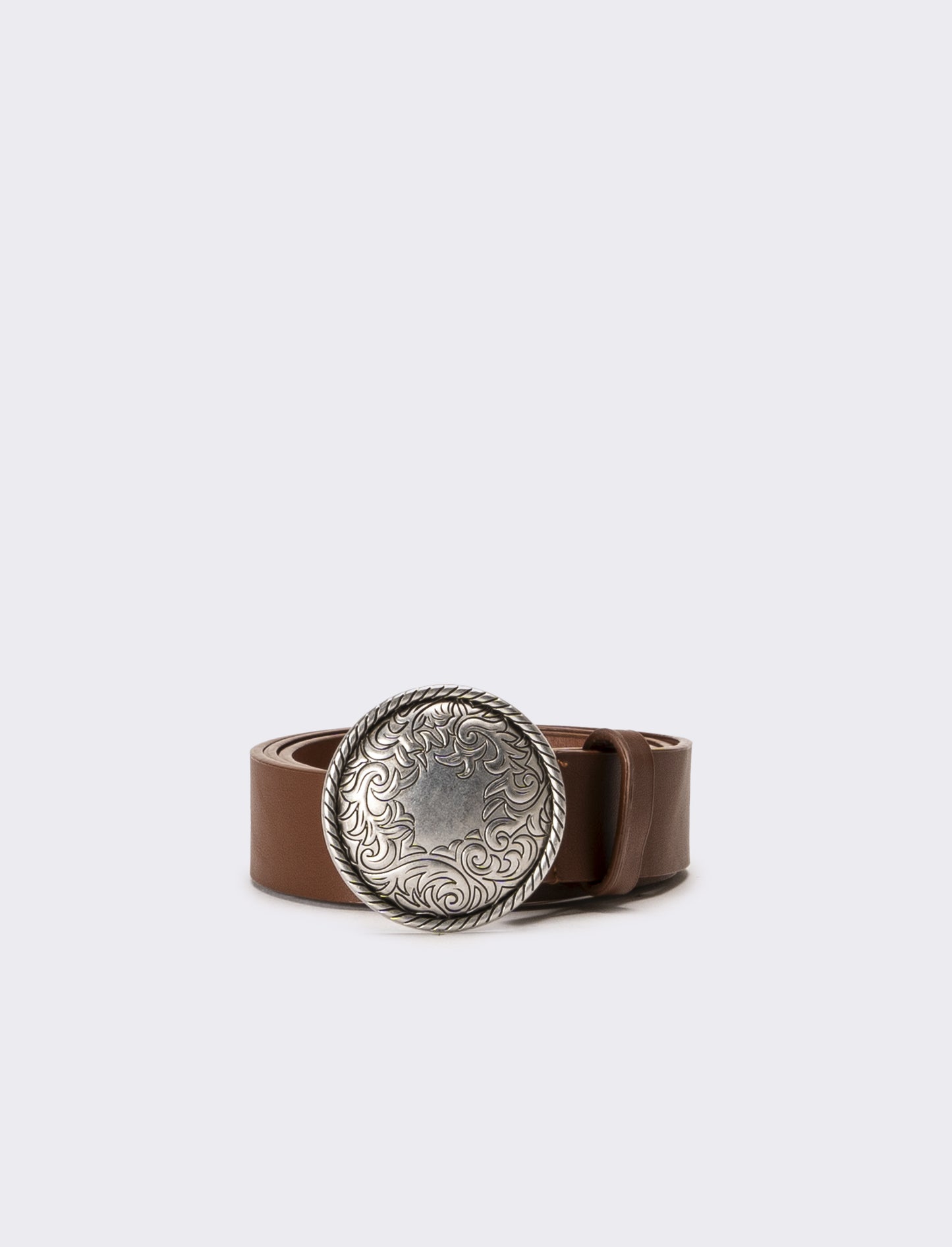 Cintura donna fibbia tonda country - Marrone