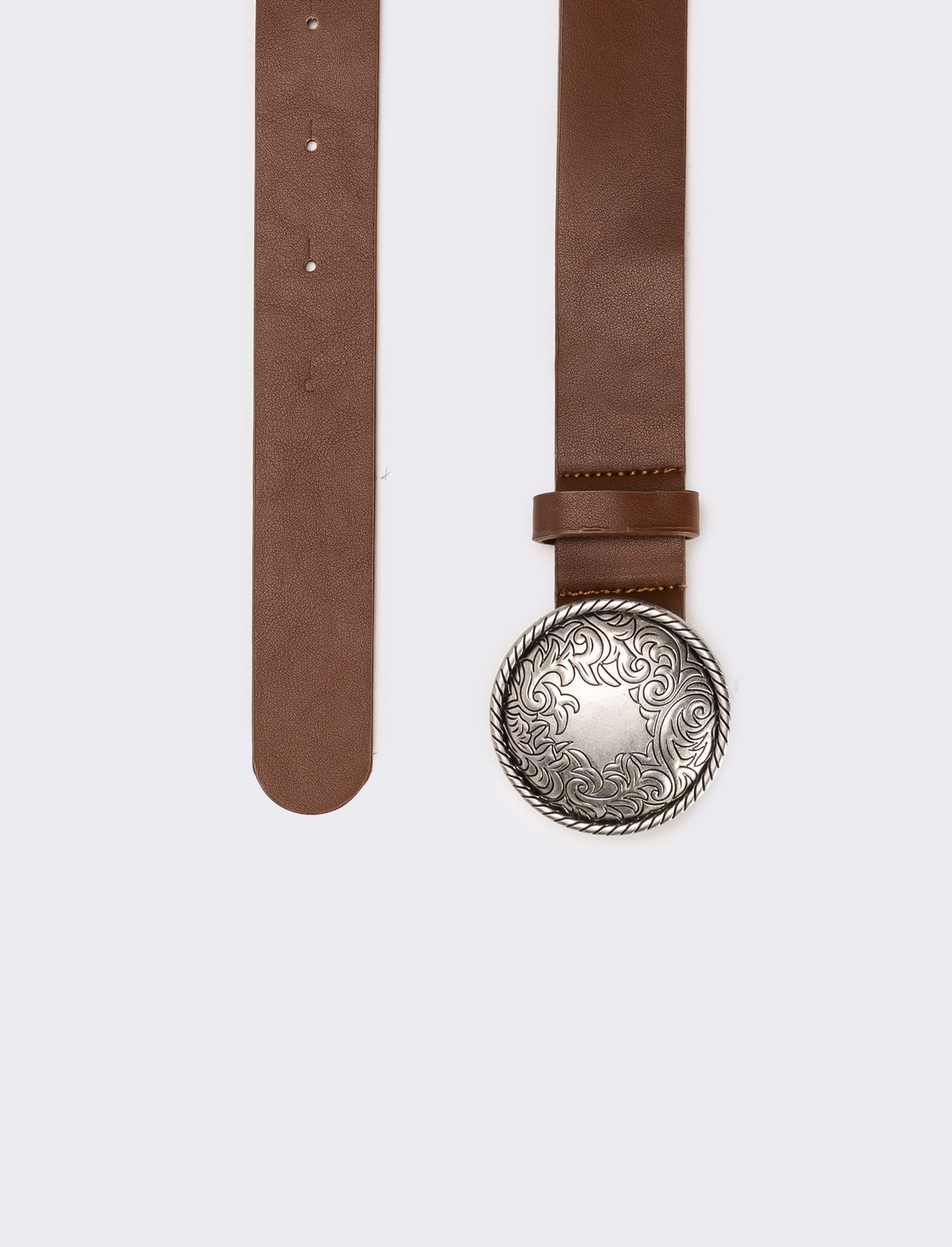 Cintura donna fibbia tonda country - Marrone