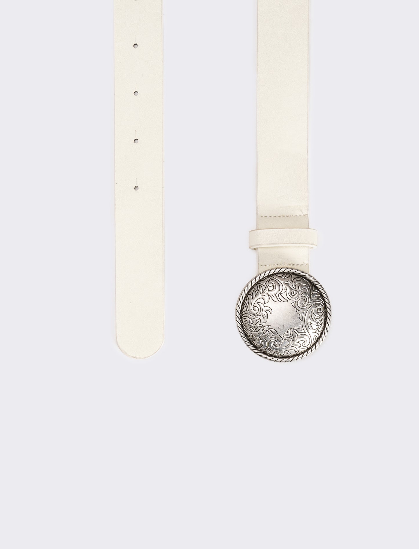 Cintura donna fibbia tonda country - Bianco sporco