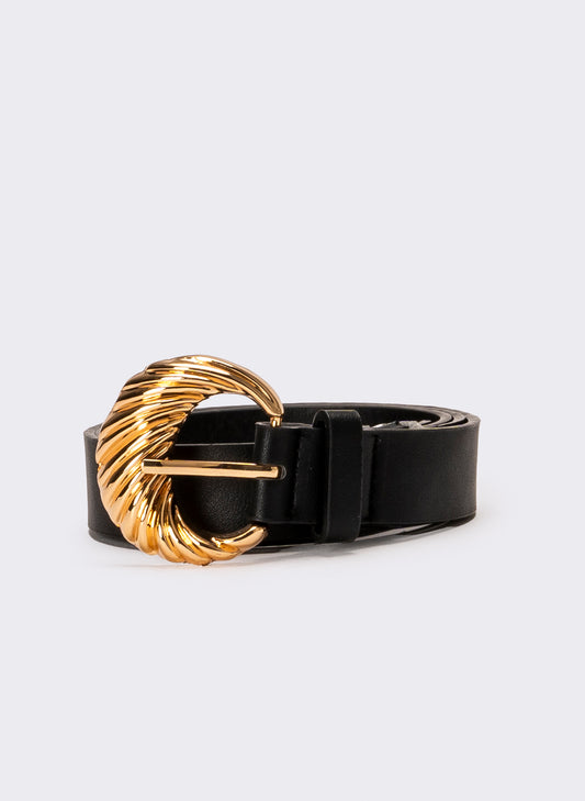 Cintura donna fibbia ventaglio - Nero