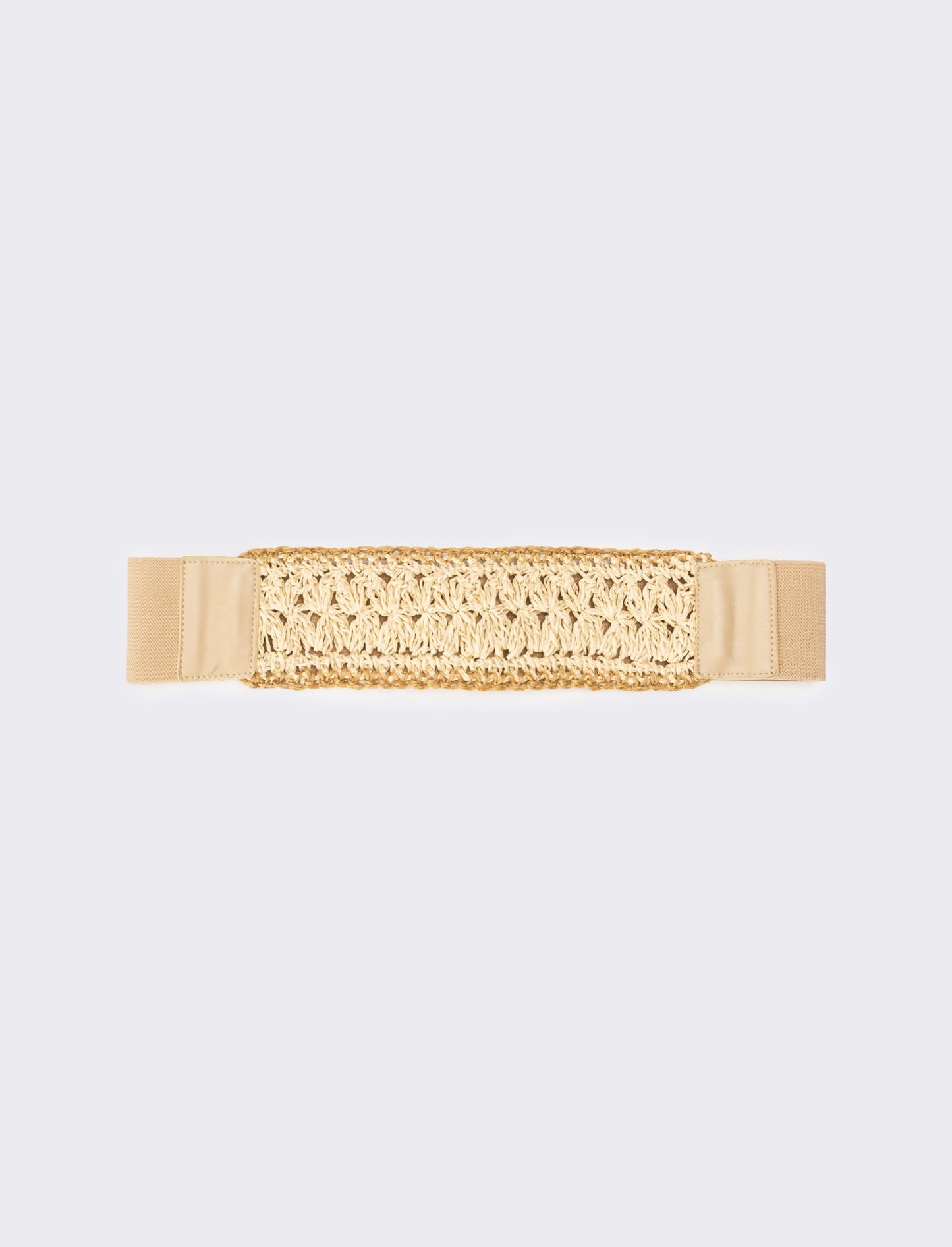 Cintura donna elastica con impunture di paglia - Beige