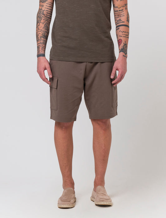 Bermuda in felpa con vita jogger da uomo - Grigio fango