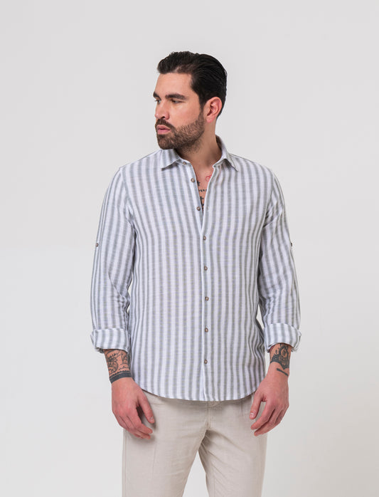 Man's striped shirt for stylish outfits - Green
