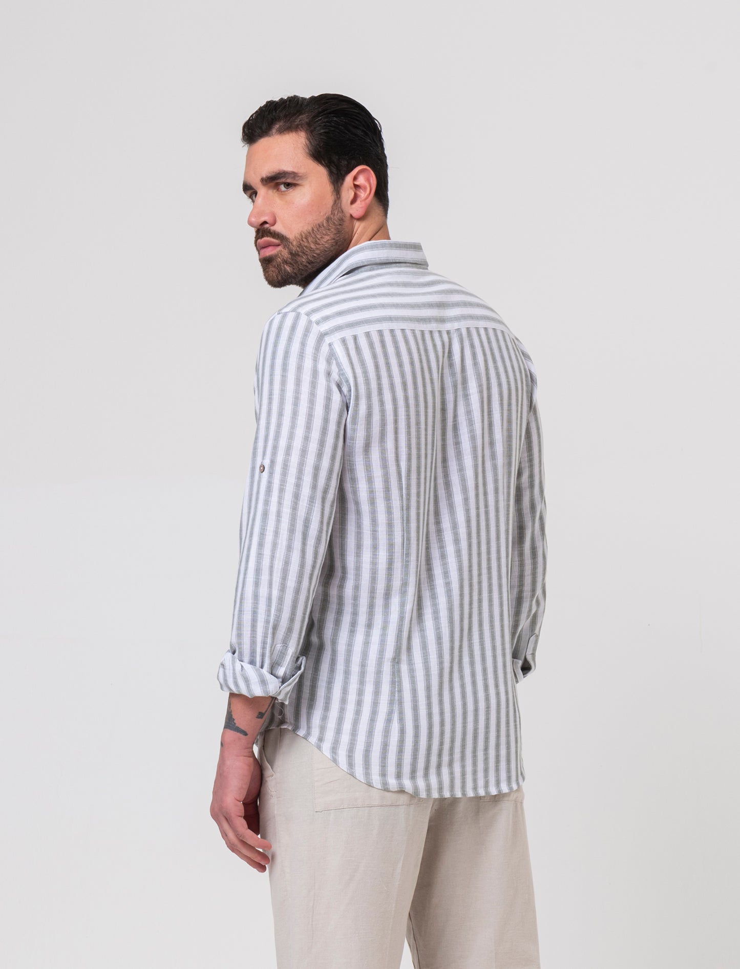 Man's striped shirt for stylish outfits - Green