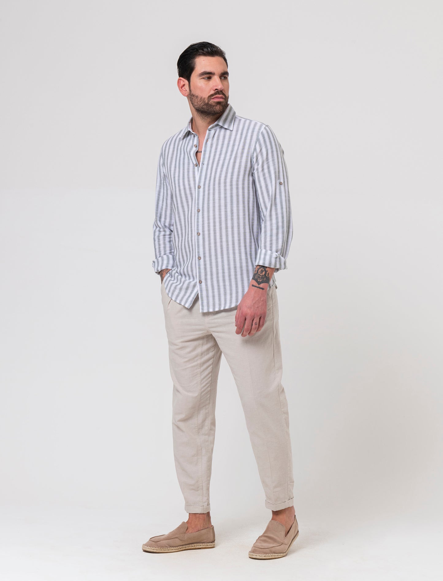 Man's striped shirt for stylish outfits - Green