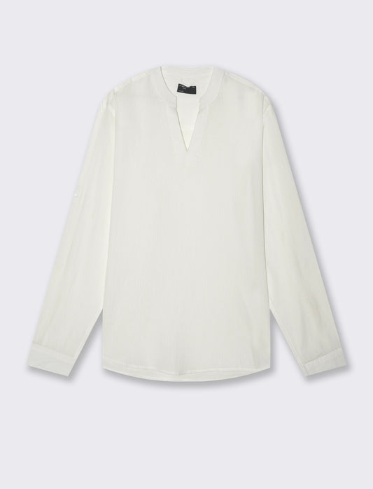 Man's korean crepe effect cardigan - White