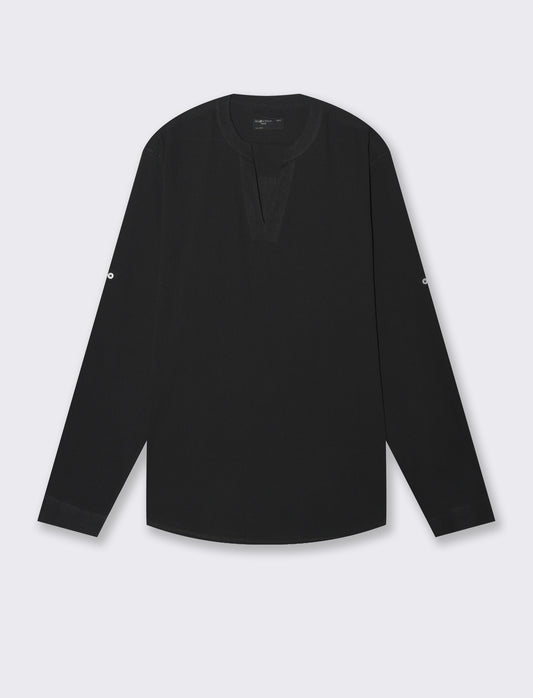 Man's korean crepe effect cardigan - Black