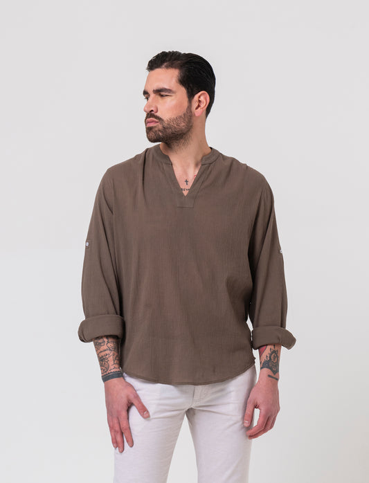 Man's korean crepe effect cardigan - Grey