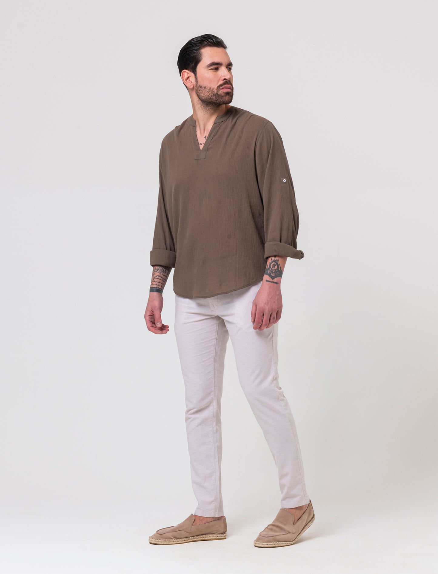 Man's korean crepe effect cardigan - Grey