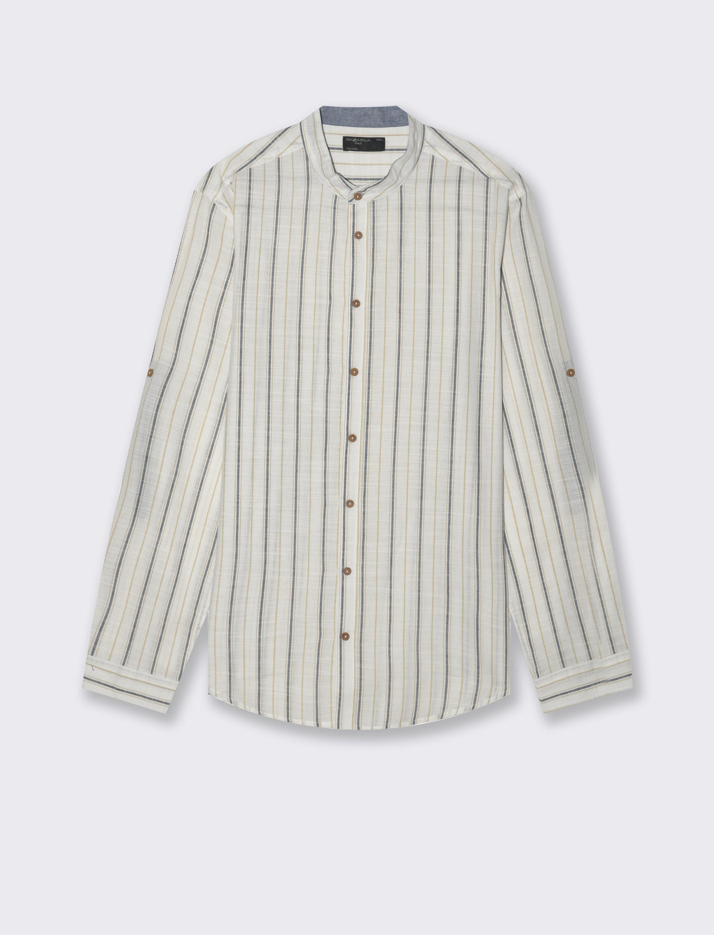 Camicia coreana a righe da uomo - Bianco