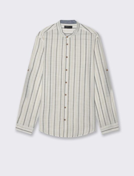 Camicia coreana a righe da uomo - Bianco