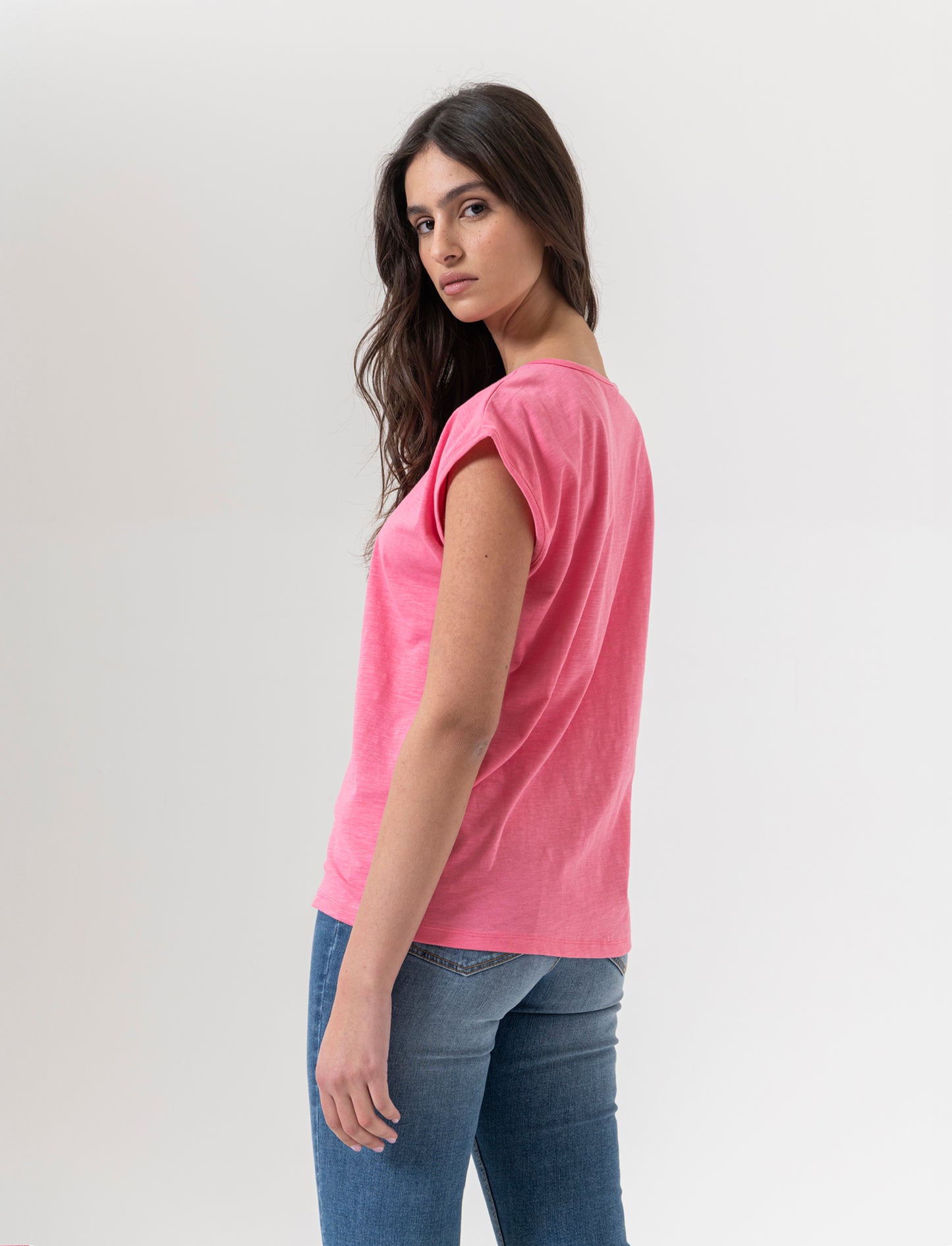Cross Neck Cap Sleeve T-Shirt for Women - Red