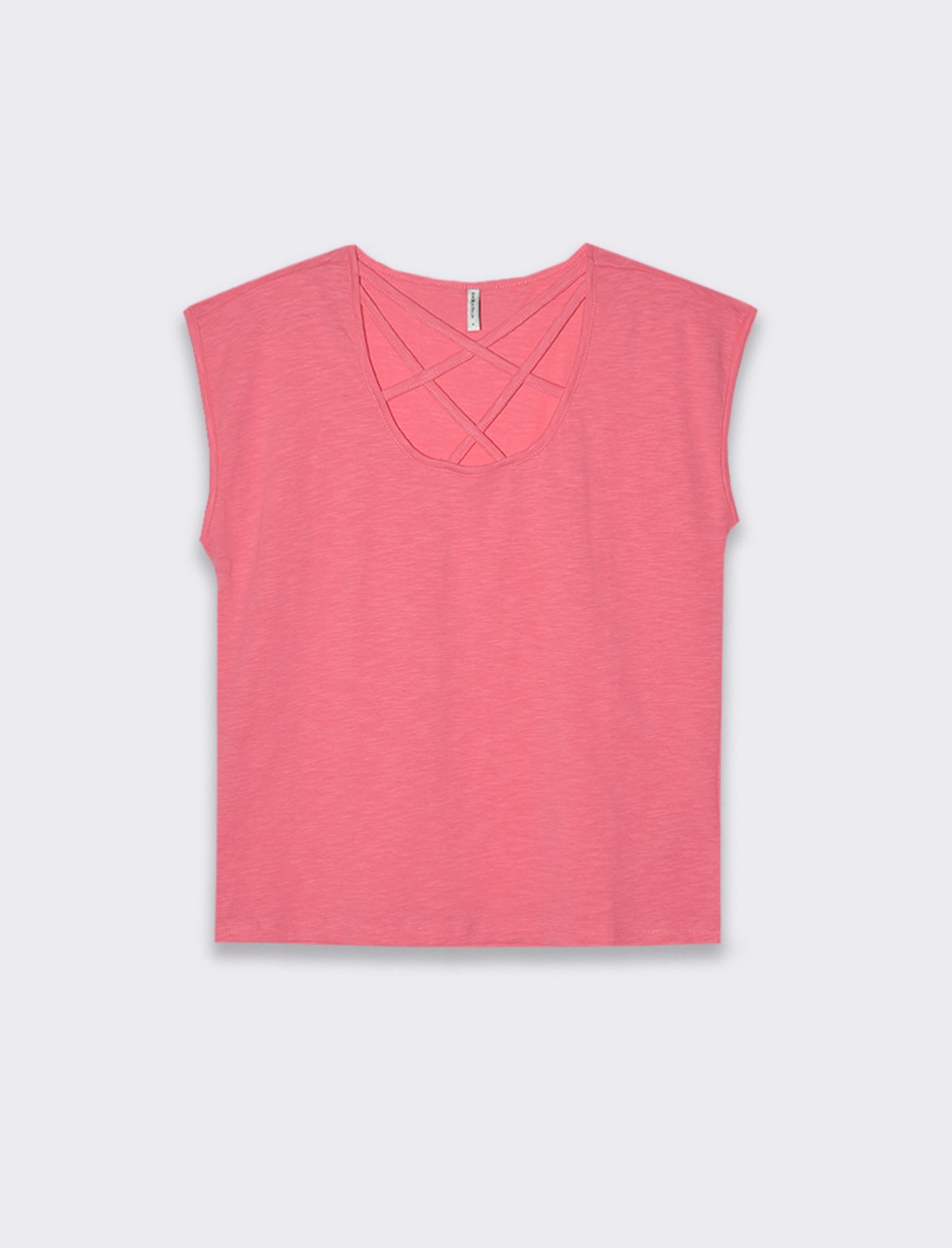 Cross Neck Cap Sleeve T-Shirt for Women - Red