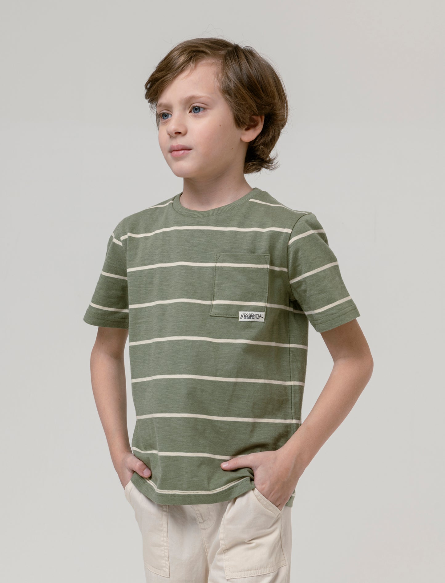T-shirt rigato verde da bambino - Verde