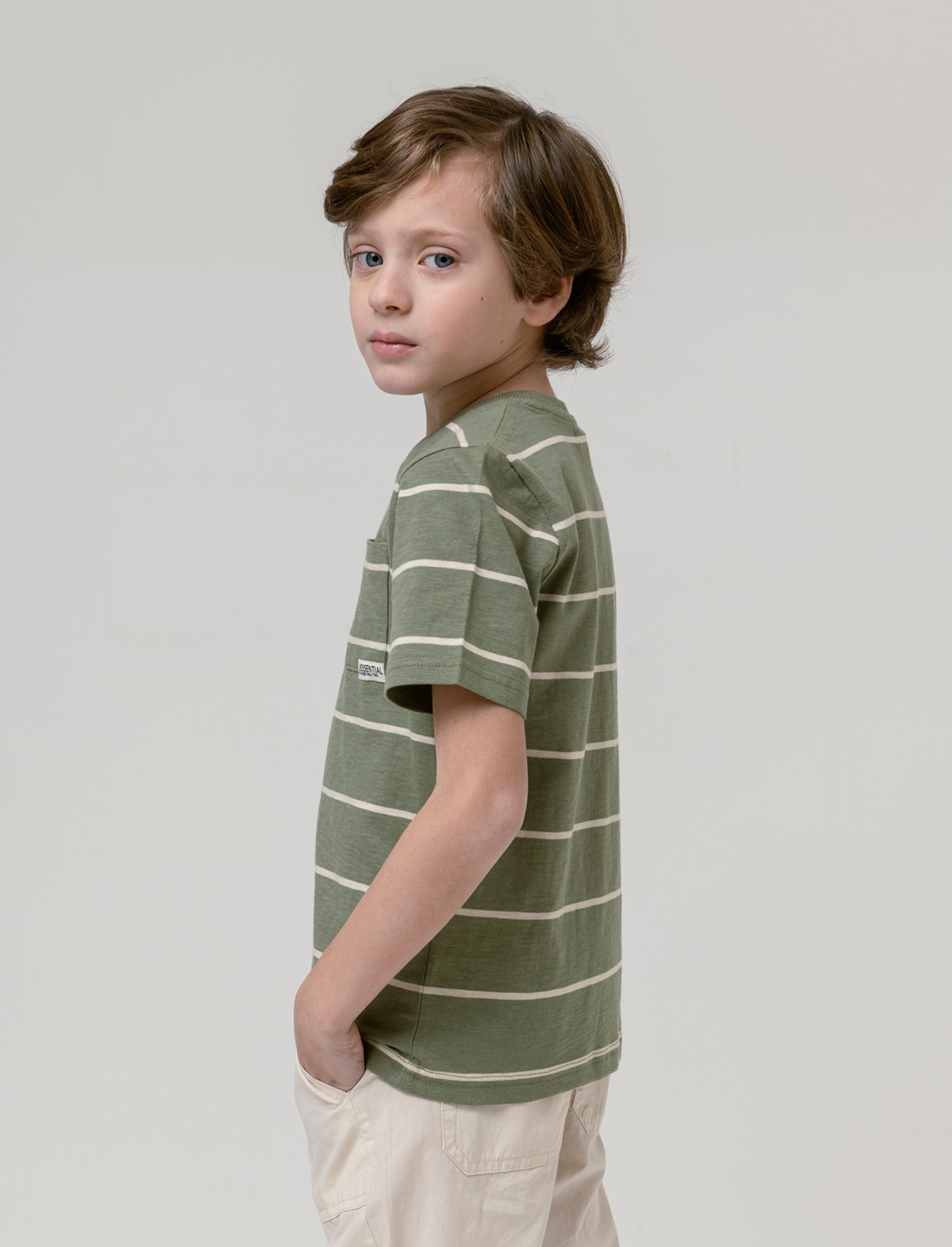 T-shirt rigato verde da bambino - Verde