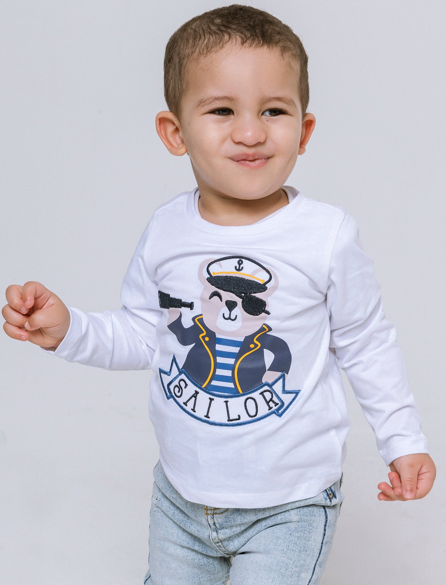 T-shirt con stampa e applicazioni da neonato - Bianco