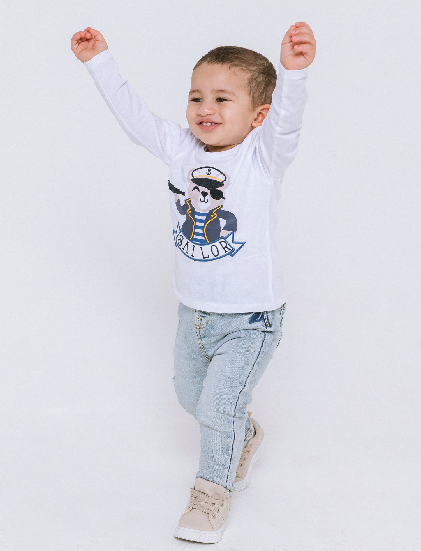 T-shirt con stampa e applicazioni da neonato - Bianco