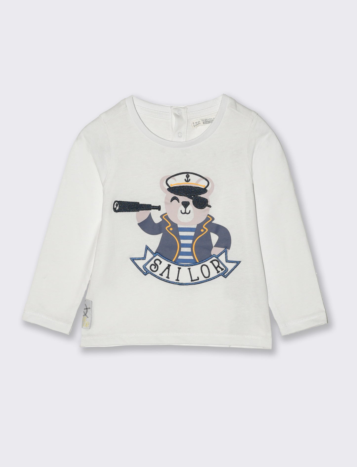 T-shirt con stampa e applicazioni da neonato - Bianco