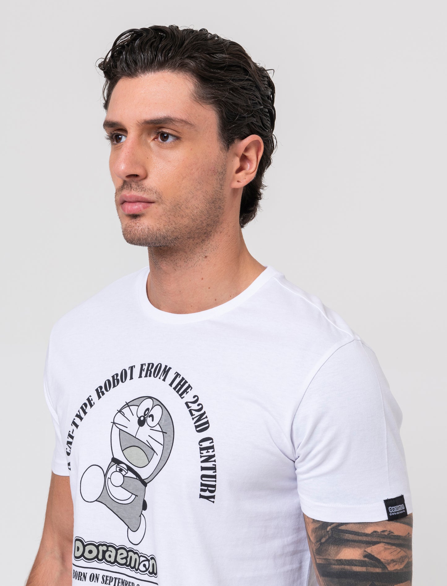 T-shirt stampa doraemon da uomo - Bianco